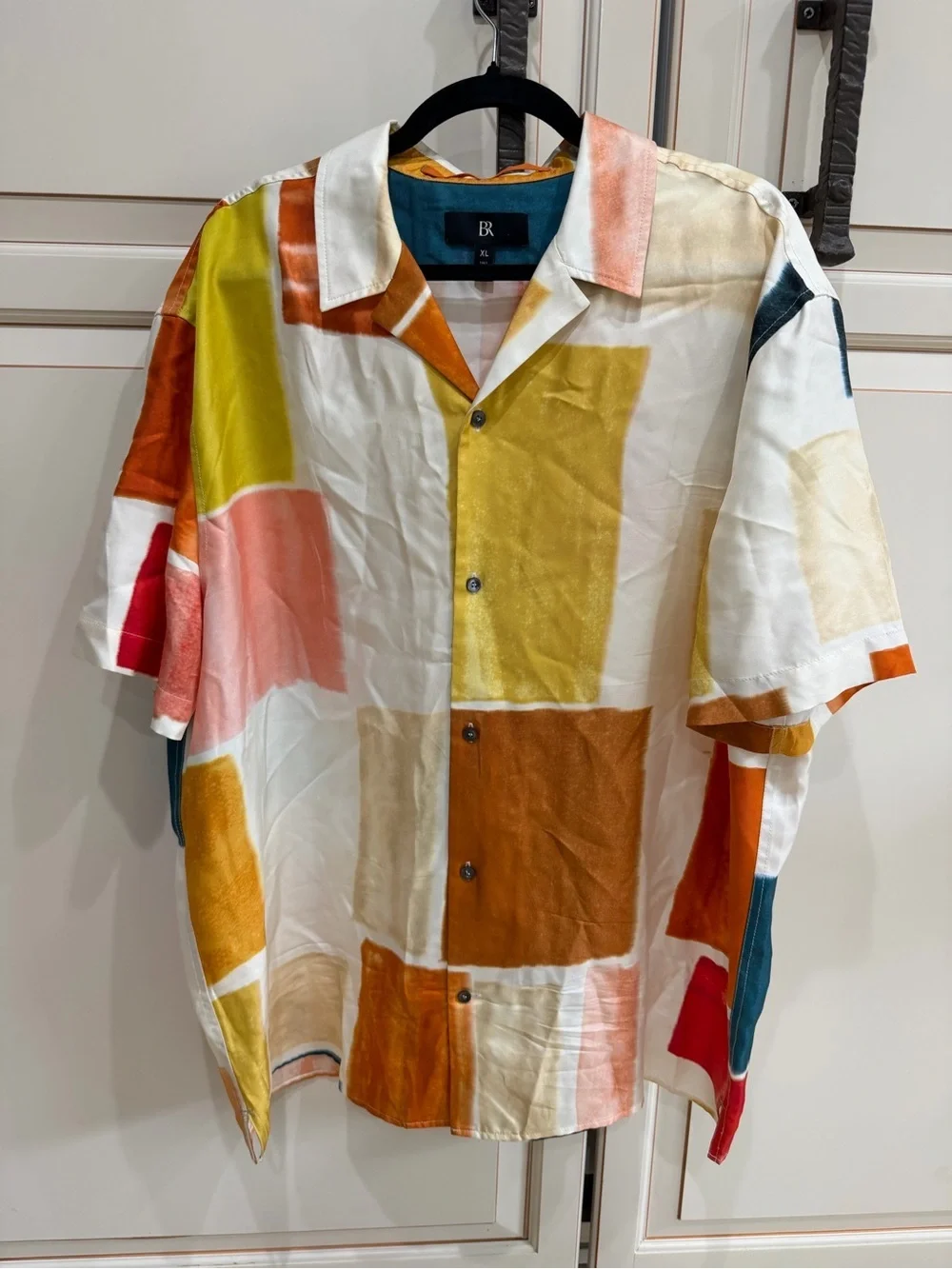 BANANA REPUBLIC Lyam Silk Resort Shirt Blue Print